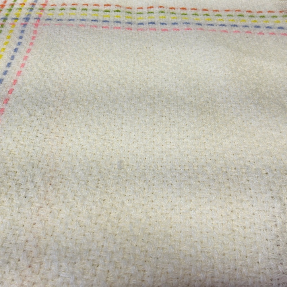 The Three Weavers Baby Blanket Kids OS White Vintage Handwoven Orlon Bear Plaid - Picture 10 of 16